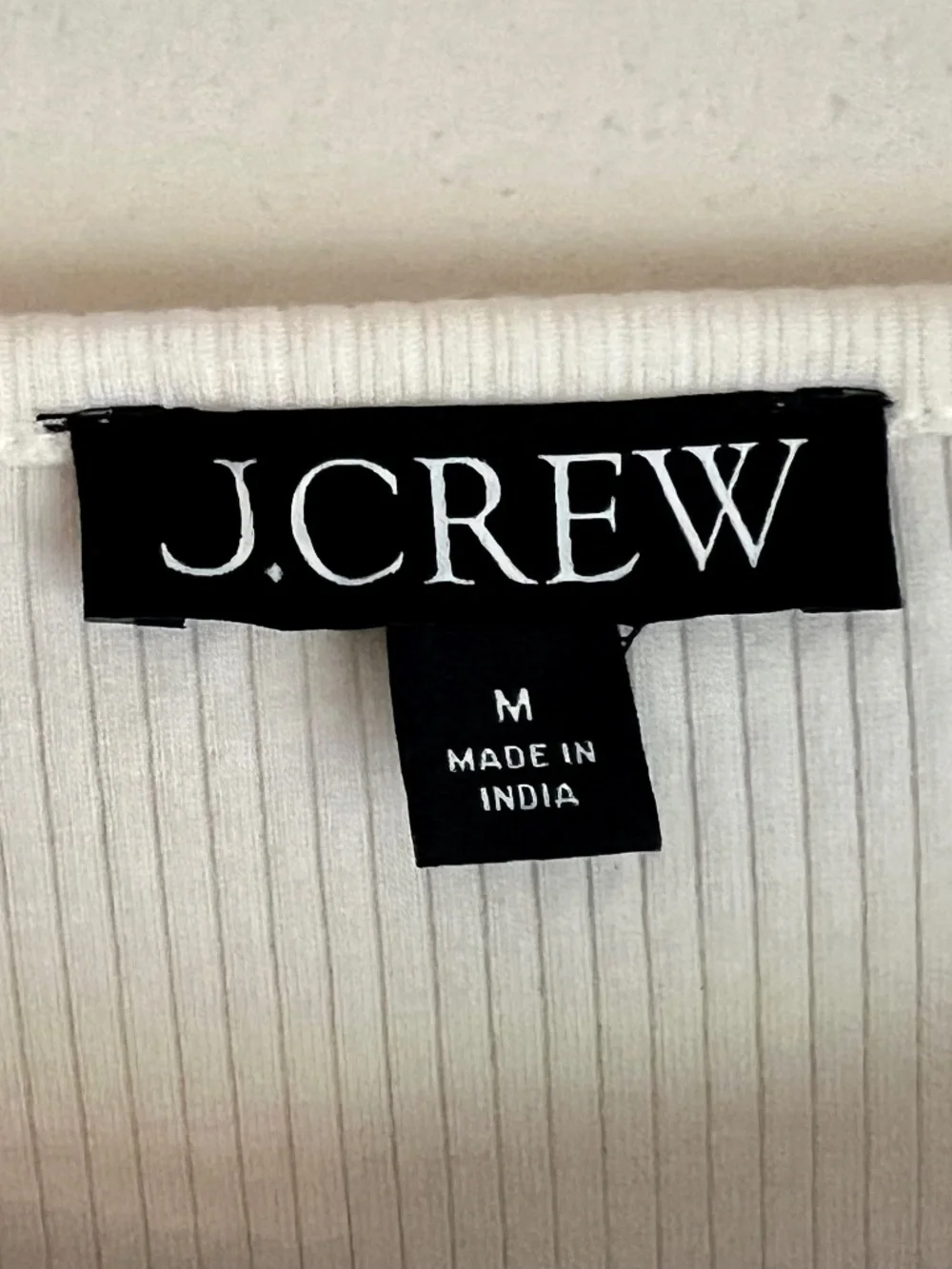J. CREW Ivory Ribbed Knit Top with Eyelet Lace Puff Sleeves | Size Medium